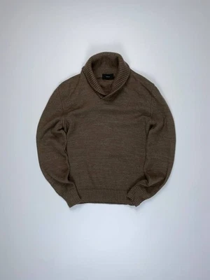 🚨 Zanone vintage knitted wool leather brown sweater brown man’s 52 L Polo Ralph - Image 1 of 4