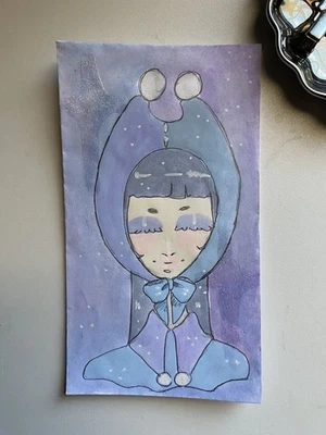 Pastel Goth Bunny Circus Clown Doodle On 3x6 Envelope - Image 1 of 4