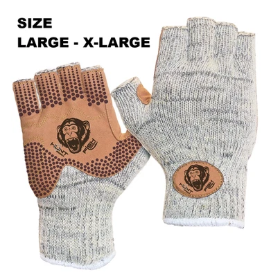 Fish Monkey Size Large / XL Wooly Half Finger Knit Wool Fishing Gloves FM30 - Image 1 of 4