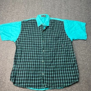 Vintage Rusty Shirt Mens Large Multicolor Plaid Skate Surf 90s Y2k Street Punk - Picture 1 of 9
