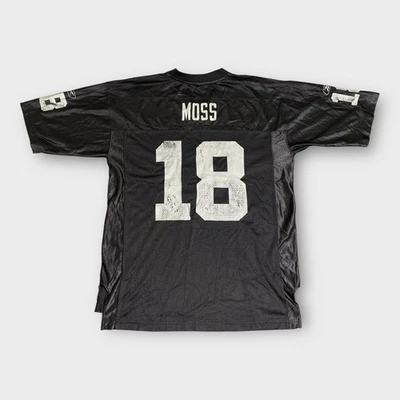 Camiseta de colección Randy Moss Oakland Raiders L negra casa #18 Las Vegas NFL Reebok Foto 1 de 4