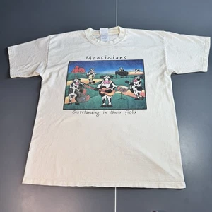 Vintage 90s Cow Moosicians Art Band Guitar Drums Animal Nature Cartoon Shirt XL - Picture 1 of 8