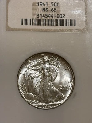 Walking Liberty 1941 medio prístino NGC antiguo soporte graso como nuevo 65 extremadamente bonito Foto 1 de 2