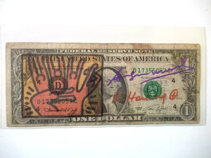 A. WARHOL/K. HARING/J.M. BASQUIAT: 1 Dollar 3x ORIGINAL SIGNIERT, AMTL. ST. 1977 - Bild 1 von 4