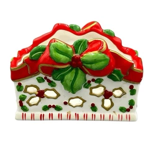 Lady Jayne Ltd Keramik Weihnachten Serviettenhalter - Stechpalme & Schleife Design - Bild 1 von 10