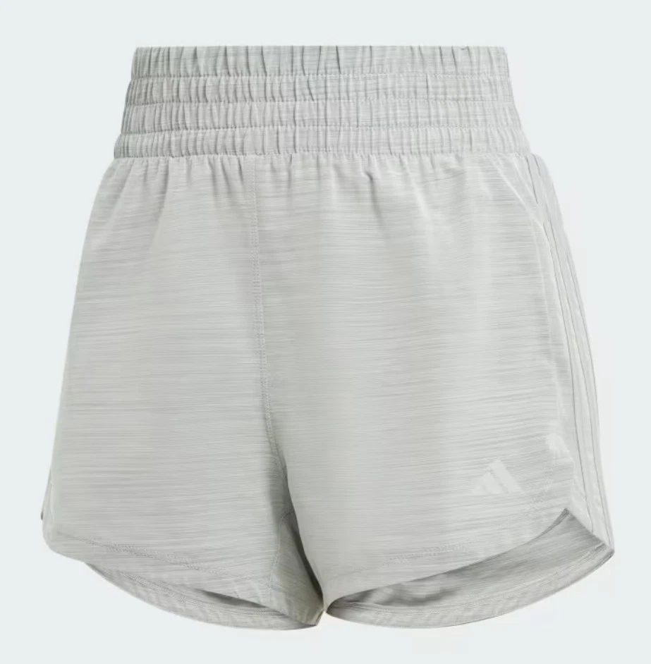 Adidas Women's Gray Pacer 3-Stripes Woven High Training Shorts Size XS