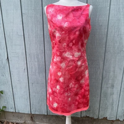 Elie Tahari Pink Floral Print Cocktail Sleeveless Sheath Dress Lined Size 8 - Image 1 of 4