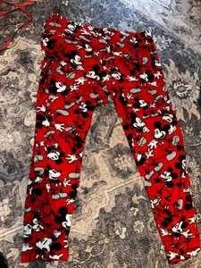 Mickey Mouse Sleepwear Velour Pajama Pants Womens Size XL Red Disney - Picture 1 of 4