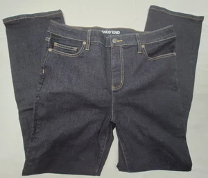 Lands' End Women's Jeans Size 14 Mid-Rise Curvy Straight Dark WASH Blue NWOT - Picture 1 of 12