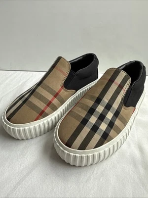Burberry Unisex Erwin Childs Slip-On Sneakers Light Honey Nova Check  11C 28 EU - Image 1 of 4