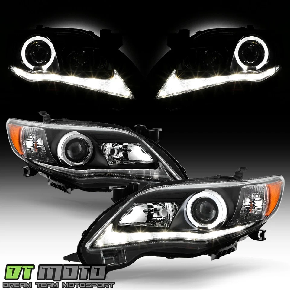 Faros proyectores halo tubo LED negros para Toyota Corolla 2011-2013 izquierda+derecha Foto 1 de 4