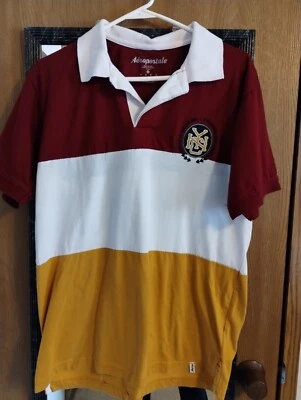 Polo Aeropostale para Hombres Talla L Nueva York Tricolor Rayas Rojo/Blanco/Dorado Foto 1 de 4
