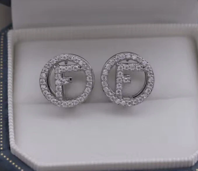 Mini Pendientes FF Logo Diseñador Inspo Aro FF Plata Inicial Reversible Multi Vía Foto 1 de 1