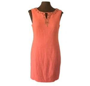 Sandra Darren Shift Dress Size 10 Beaded Embellishments Sleeveless Lined - Picture 1 of 10