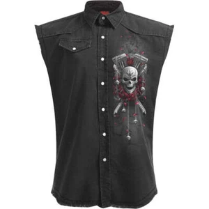 DOTD BIKERS - Trabajador sin mangas lavado a la piedra negro - Imagen 1 de 9