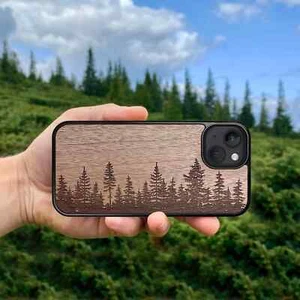 Forest - Wooden iPhone MagSafe Case 15 Pro Max, 14 Plus, 13 Pro, 12 Mini, 11 Pro - Photo 1 sur 36