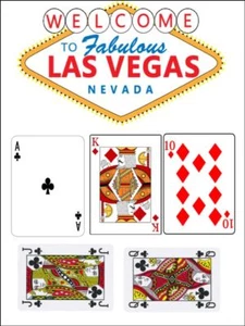 Willkommen in Las Vegas Schild und Spielkarten Casion Glasur Blatt Kuchen Topper - Bild 1 von 1