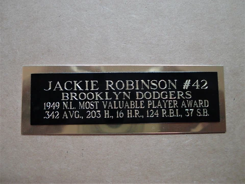 Jackie Robinson Dodgers 1949 NL MVP Award Baseball Card Plaque Nameplate 1" X 3" Cover