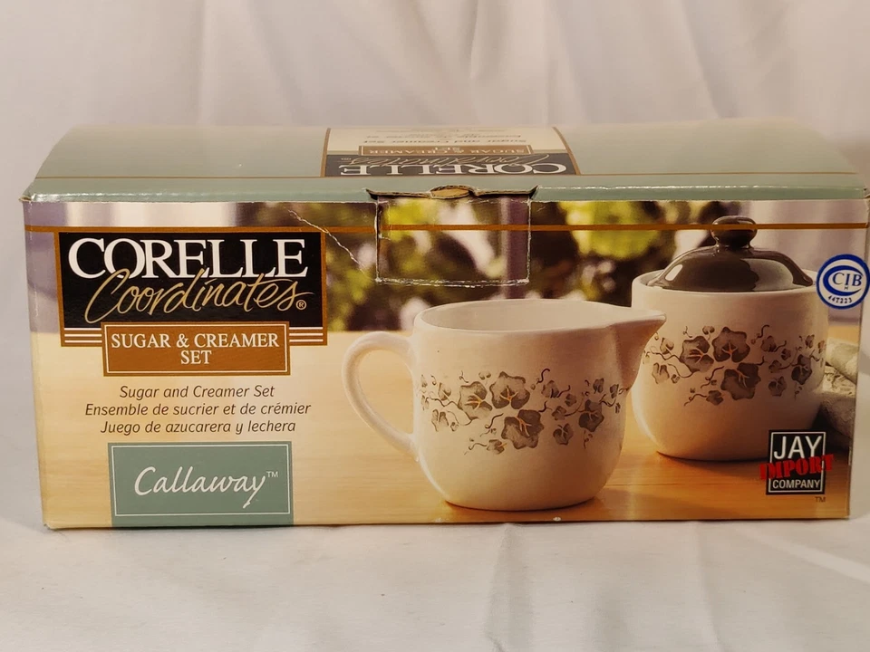 Corelle Coordinates Callaway Ivy Cream Pitcher and Sugar Bowl Set New Sealed Box - Image 1 of 4