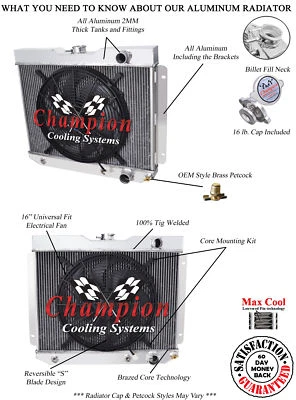 3 Row Discount Champion Radiator W/ 16" Fan for 1962-1965 Chevrolet Chevy II — 第 1/4 张图片