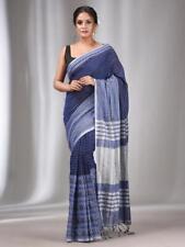 Sari tradicional hecho a mano de algodón puro suave de Bengala con pieza de...