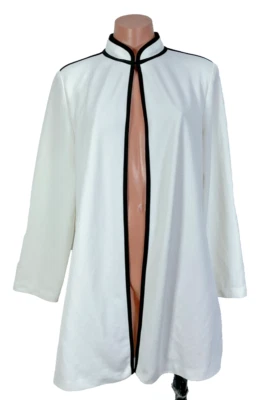 Blazer Chico's Longline Boyfriend Forrado Abierto Blanco Chaqueta Talla 1 M Elástico Foto 1 de 4