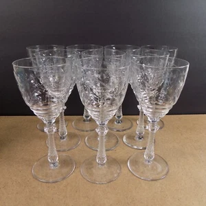 10 Libbey Rock Sharpe Water Goblets Glasses 1013-2 VGC Cut Floral Arches - Picture 1 of 8