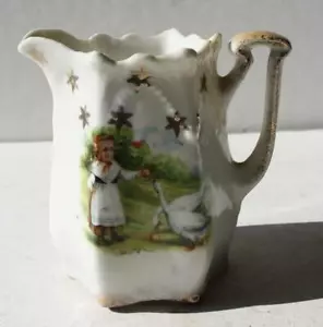 Creamer Girl Bonnet Geese Swans Stars Ceramic Hand Painted Made in Germany --- - Picture 1 of 1
