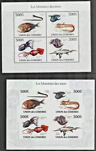 COMOROS - 2010 FISH PERF & IMPERF SOUVENIR SHEETS. SUPERB MNH - Picture 1 of 1