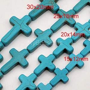 Wholesale Turquoise Howlite Magnesite Cross Loose Beads 15" strand Free Shipping - Picture 1 of 13