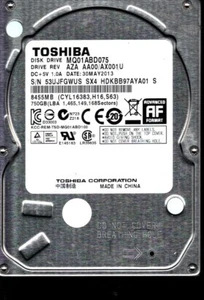 MQ01ABD075 HDKBB97AYA01 S REV:AZA AA00/AX001 U 750GB MAY 2013 CHINA TOSHIBA - Picture 1 of 3