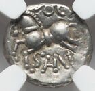 NGC XF CELTIC GAUL Sequani Ancient France 50 BC Quinarius Silver Roma Horse Coin