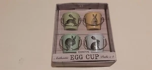 4 x Egg Cups Hares New Eddingtons Country Egg Pails Mini Buckets Gift Pack - Picture 1 of 5