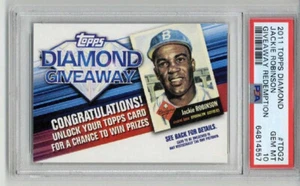 2011 TOPPS DIAMOND GIVEAWAY REDEMPTION JACKIE ROBINSON DODGERS PSA 10 LOW POP - Picture 1 of 2
