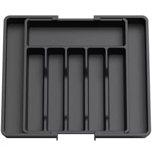 Expandable Plastic Cutlery Tray Kitchen Organiser Drawer Insert Storage Rack - Picture 1 of 7