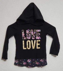 Garanimals Girls Size 4T Long-Sleeve Hooded Love Floral Graphic Print Shirt - Picture 1 of 3