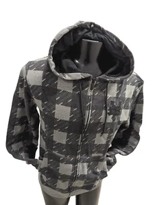 Zoo York Good Fellow Zip Hoodie Mens Size XL  Black Gray Check Plaid Gift Unisex - Picture 1 of 13