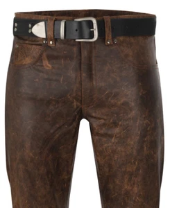 PANTALONES DE CUERO antiguos vaqueros de cuero marrón nuevos pantalones de cuero pantalones antiguos marrón cuero - Imagen 1 de 4