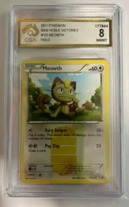 MEOWTH 102/101 CGA 8 MT Secret Rare Holo B&W Noble Victories 2011 - Pokemon Card - Picture 1 of 2