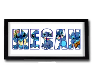 DISNEY STITCH Personalised Framed Name Print - Lilo and Stitch Name Print - Picture 1 of 1