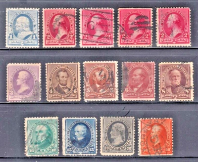 SCOTT # 219 219d 220 220a 220c - 229 (14) 1890-1893  (cv$332)  USED LOT H1802 J - Image 1 of 2