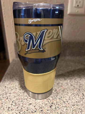 Milwaukee Brewers 30oz Stainless Steel Travel Tumbler [NEW] MLB Mug Glass Cup Cover