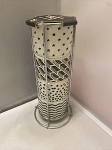 Juego de 4 tazas de espresso con estante de metal negro blanco para el hogar esencial - Imagen 1 de 12
