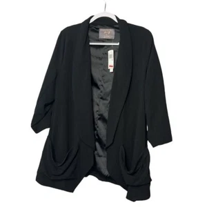 Melissa McCarthy Seven7 Black Open Front Blazer Jacket Plus Size 0X Office - Picture 1 of 4