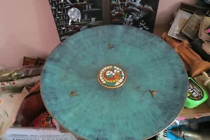 Vintage enorme Dayagi Israel Israeli Judaica smalto Verdigris piatto metallo 17,5" - Foto 1 di 5