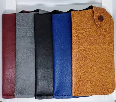 soft slip in case pouch faux leather PRESS STUD Close For Spectacles sun glasses - Image 1 of 4