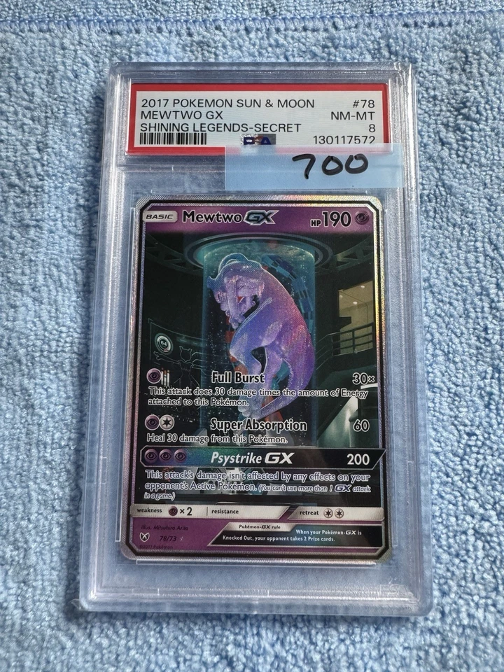 Mewtube Mewtwo GX Holo PSA 8  Secret Shining 78/73 Shining Legends - Image 1 of 1