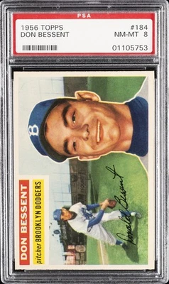 1956 TOPPS #184 DON BESSENT PSA 8 - Image 1 of 2
