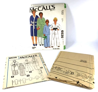McCall's Pattern 6535 Mens Boys Pajamas Robe Jacket Medium 1979 Uncut FF - Image 1 of 4