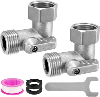 Paquete de 2 codos de manguera de 90 grados para RV con válvula de cierre, 3/4" GHT 90 grados de protección Foto 1 de 4